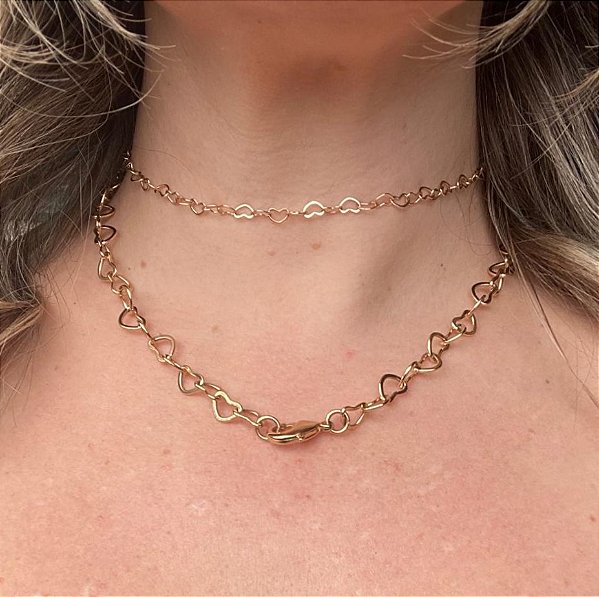 Choker elos corações - M