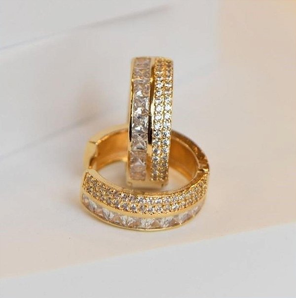 Argola anne pedras e zircônias