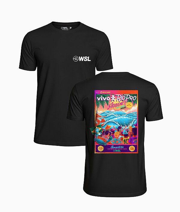 Camiseta WSL Saquarema Vivo Rio Pro 2023 Preta