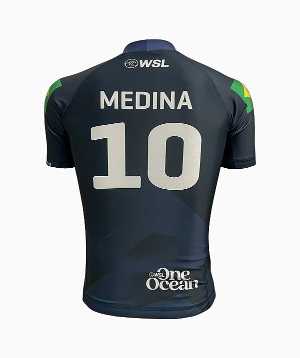 Camisa Lycra WSL Gabriel Medina 10 Azul