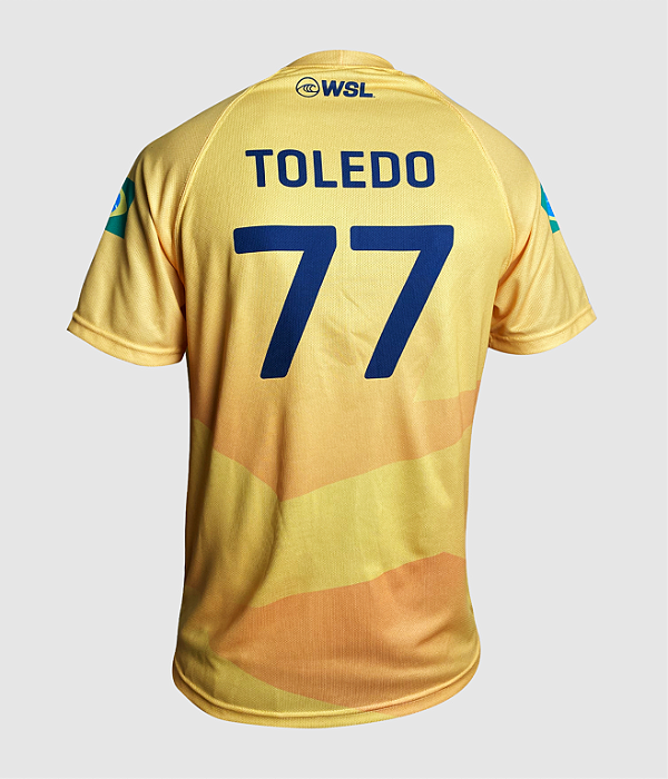 T-Shirt Jersey WSL Filipe Toledo 77 Bicampeão Amarela