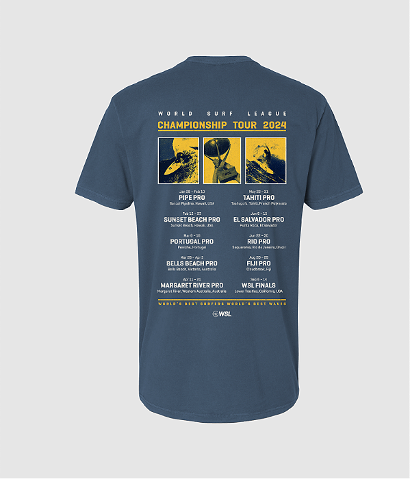 T-Shirt Championship Tour Mundial 2024 WSL Azul Estonada