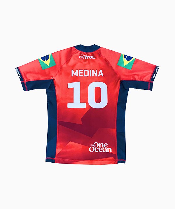 Camisa Lycra WSL Infantil Gabriel Medina Vermelha