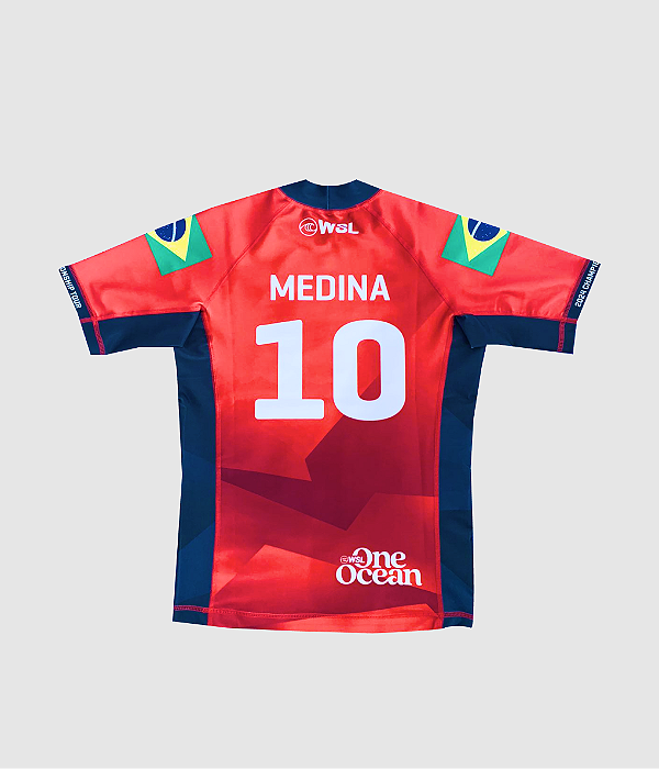T-Shirt Lycra WSL Infantil Gabriel Medina 10 Vermelha