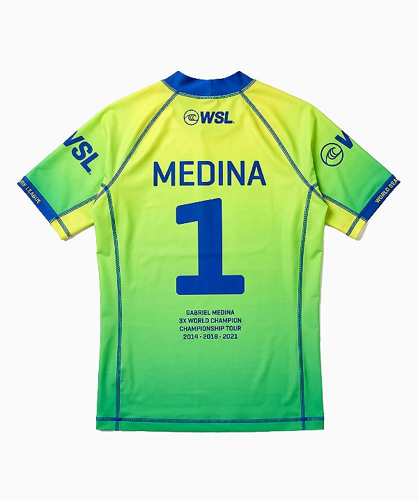 Camisa Lycra WSL Gabriel Medina  Nº 1 Verde e Amarelo