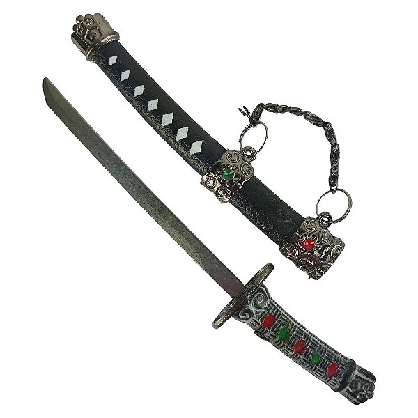 Mini Katana Preta De Enfeite Decorativo com Suporte