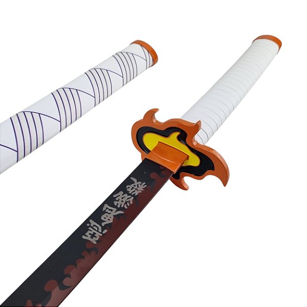 Katana Rengoku Nichirin da Chama Espada Demon Slayer em Aço