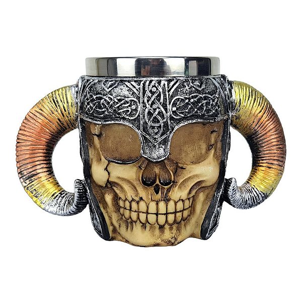 Caneca 3d Resina Caveira Chifre de Bode 450 mL