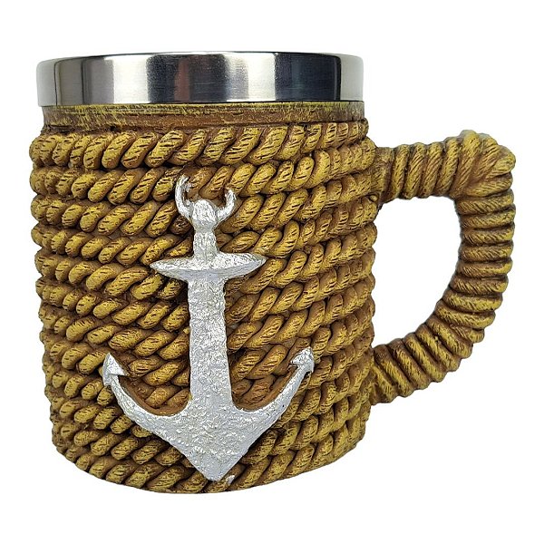 Caneca 3d Resina Ancora na Corda 400 mL