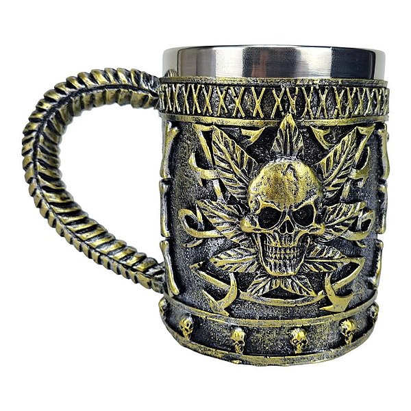 Caneca 3d Resina Flor Caveira 400 mL
