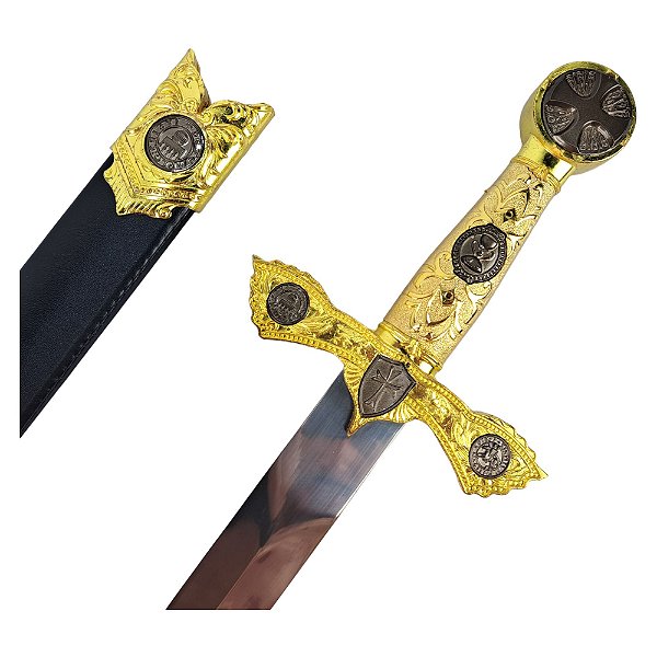 Adaga dos Cavaleiros Templários Bainha Couro