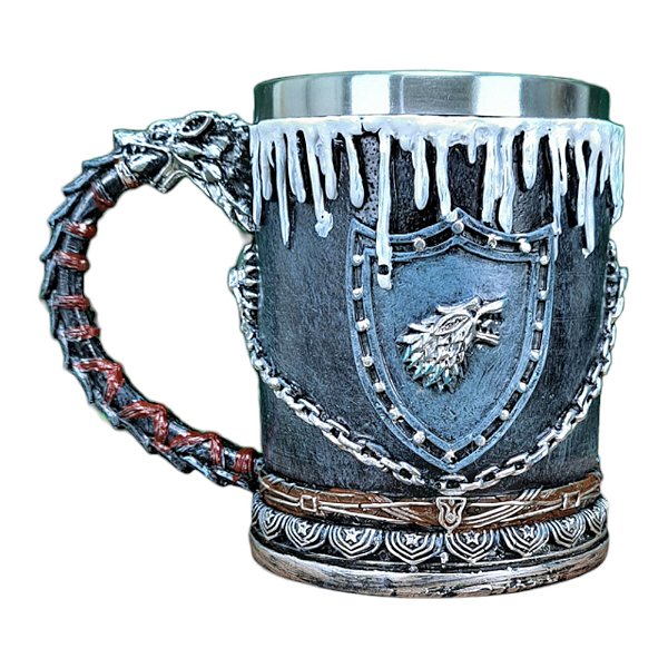 Caneca Muralha de Gelo Game Of Thrones Winter Is Coming 3D Resina