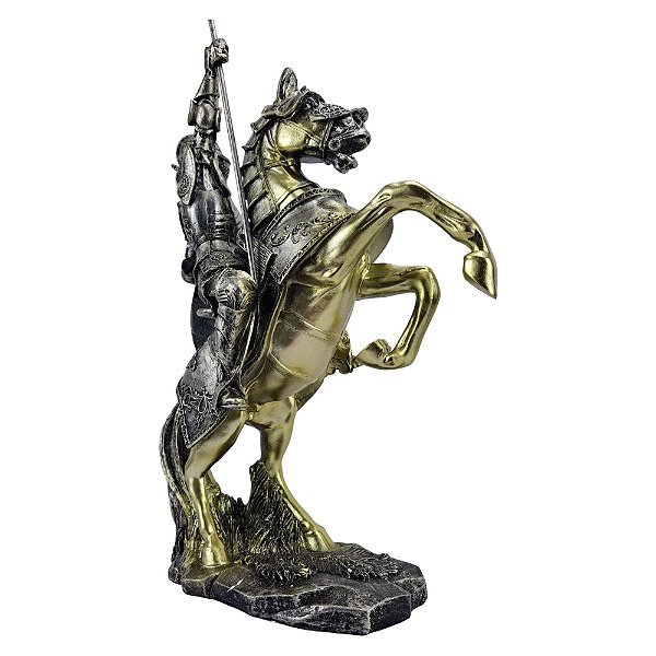 Estátua Cavaleiro Medieval com Lança e Escudo