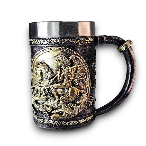 Caneca São Jorge Dragão Resina 3D