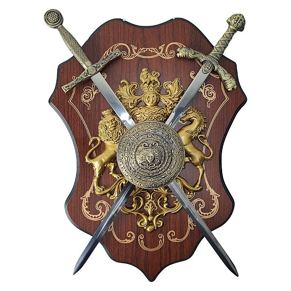 Escudo Brasão Medusa e Espadas Duplas Cruzada