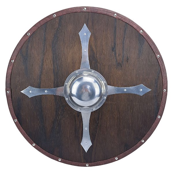 Escudo Viking Medieval Nórdico Carbonizado Cruz