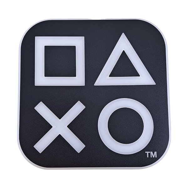 Luminária PlayStation Abajur de Mesa Ícones Preto
