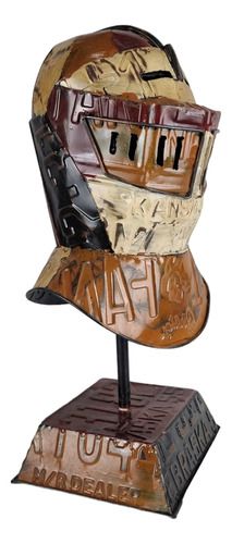 Capacete Elmo Medieval Decorativo Estampado Aço Com Suporte