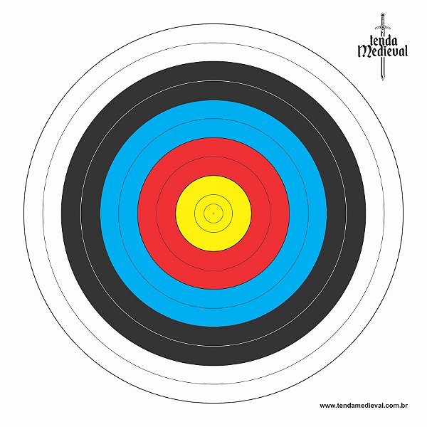 Kit 5 Alvos Oficiais Papel Tiro Arco Flecha Arquearia