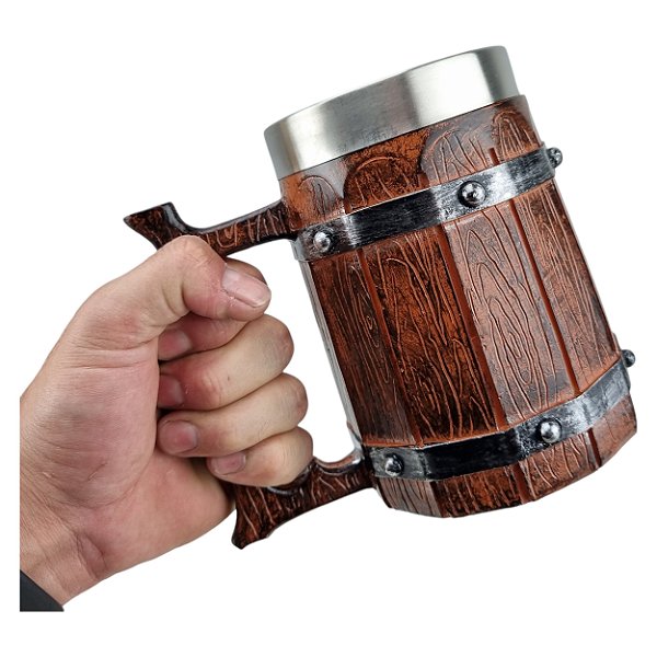 Caneca 3D Resina Barril Viking 600ML