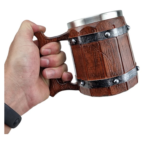 Caneca De Resina Estilo Barril Viking Chopp 400ML Medieval