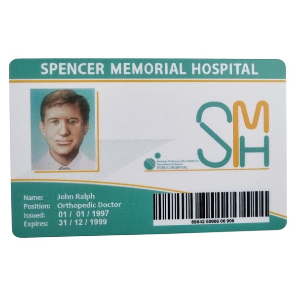 Cartão ID John Ralph - Spencer Memorial Hospital Resident Evil