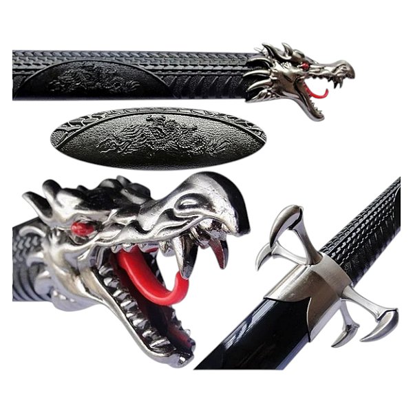 Espada Katana Decorativa Dragão Samurai em Aço