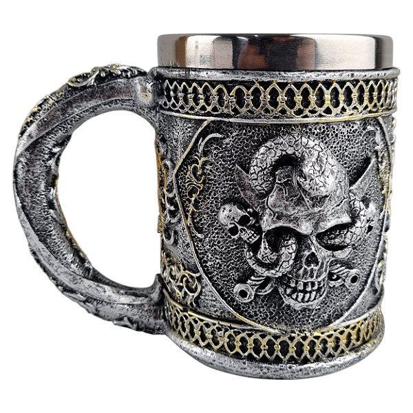 Caneca Medieval Caveira E Serpentes 400ml