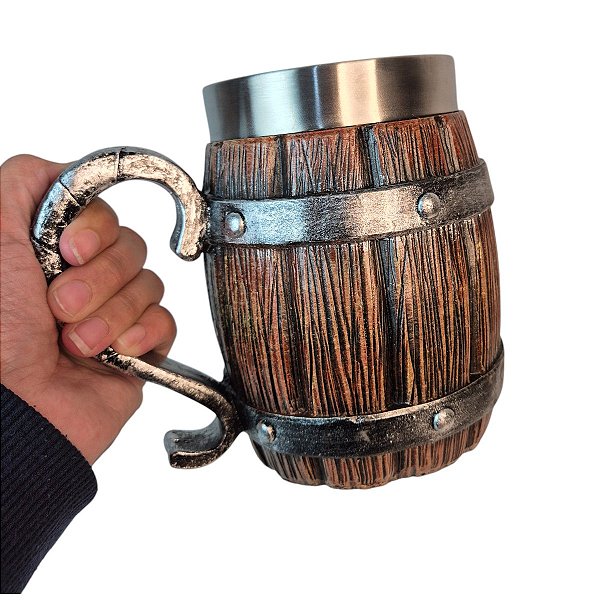 Caneca Medieval Barril Rústico 600ml