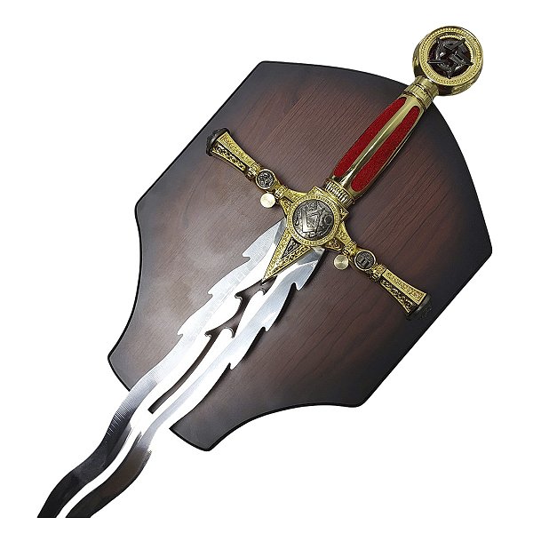 Espada Maçônica Ritualística Flamígera Gran Mestre Em Aço