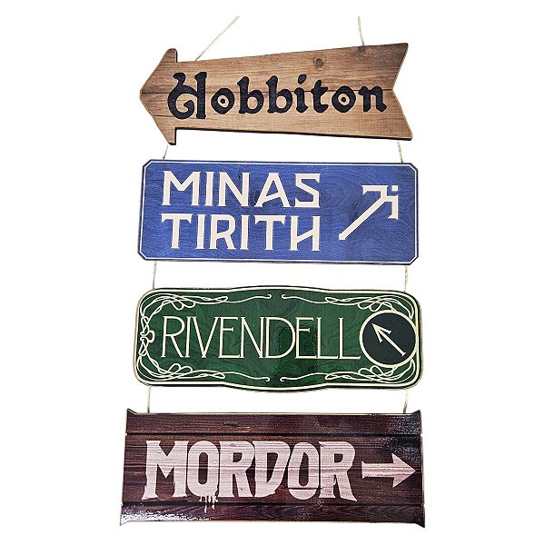 Placas De Sinalização Terra Média Senhor dos Anéis Em MDF