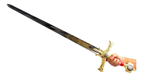Espada Medieval Dourada Rei Davi 1,20m + Suporte