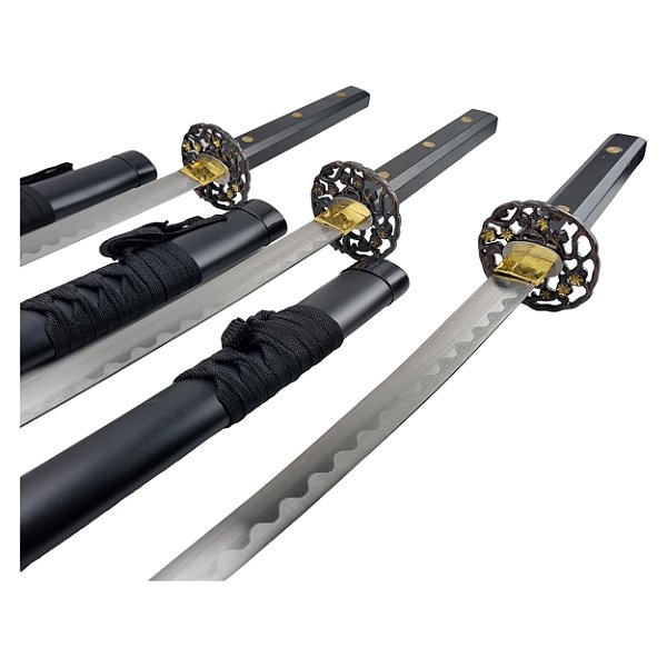 Conjunto De Katanas Samurai Decorativas 3 Peças Com Bainha