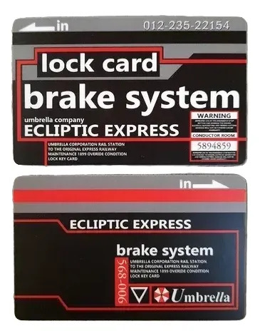 Cartão de Acesso Keycard Preto Brake System Resident Evil 0