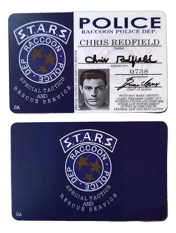 Cartão ID Chris Redfield S.T.A.R.S. Resident Evil Remake