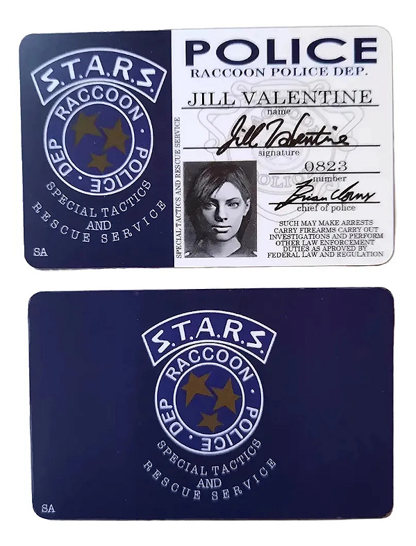 Cartão ID Jill Valentine S.T.A.R.S. Resident Evil Remake