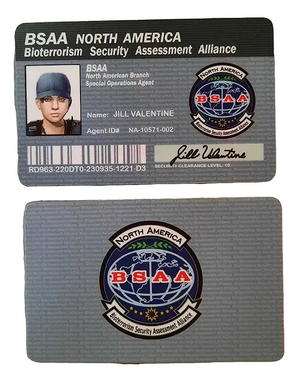Cartão ID Jill Valentine B.S.A.A. Resident Evil HD Remaster