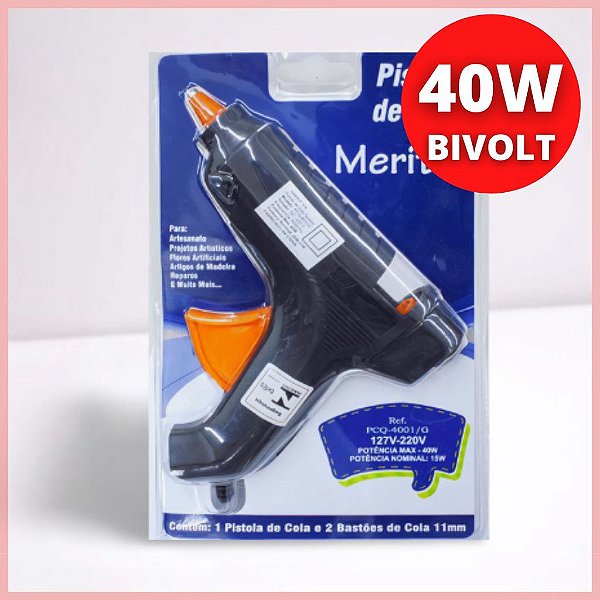 Pistola de Cola Quente Profissional 40W Bivolt Merita