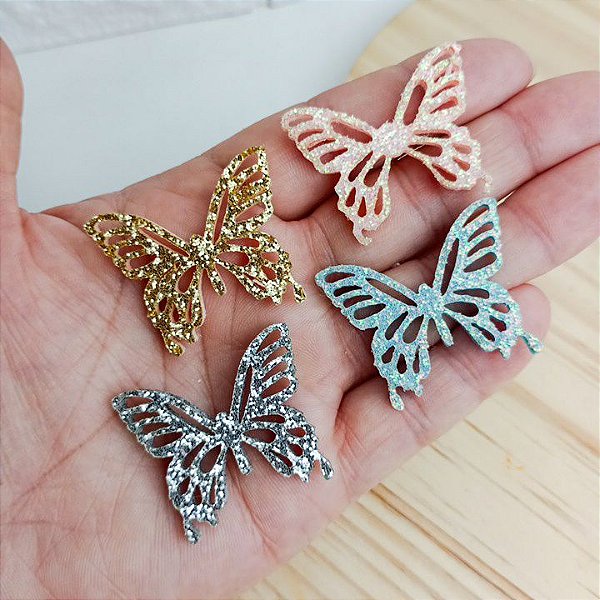Aplique Borboleta Glitter Lonita | 02 Unidades