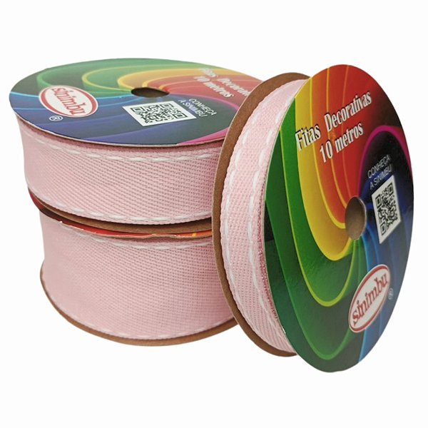 Fita Jeans SINIMBU com Pesponto Branco | Rosa Candy