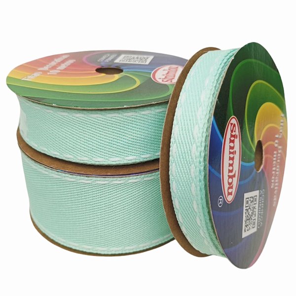 Fita Jeans SINIMBU com Pesponto Branco | Verde Candy