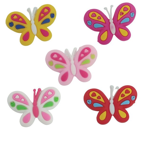 Aplique Borboleta Emborrachada 19mm x 26mm |  Diversas Cores