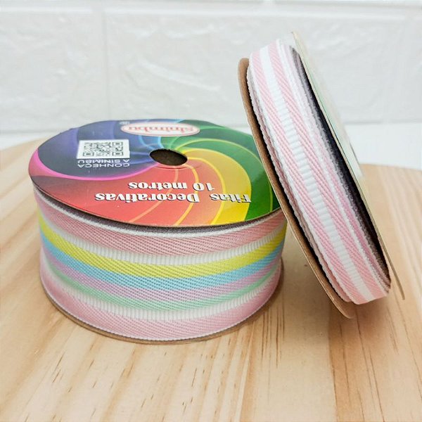 Fita Jeans Listrada Decorativa SINIMBU Candy Color | 38mm x 10 metros