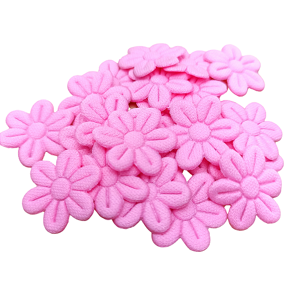 Flor de Tecido Prensada 6 pétalas 2cm x 2cm Pacote com 100 unidades | Rosa Chiclete