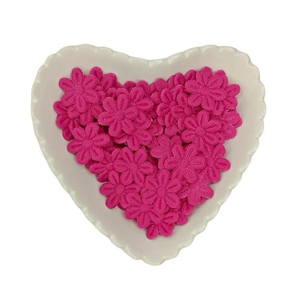 Flor de Tecido Prensada 6 pétalas 2cm x 2cm Pacote com 100 unidades | Rosa Pink