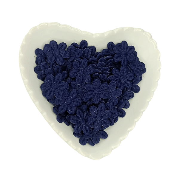 Flor de Tecido Prensada 6 pétalas 2cm x 2cm Pacote com 100 unidades | Azul Marinho
