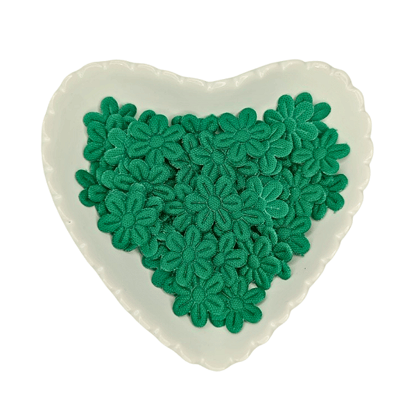 Flor de Tecido Prensada 6 pétalas 2cm x 2cm Pacote com 100 unidades | Verde bandeira