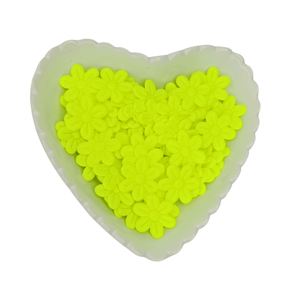 Flor de Tecido Prensada 6 pétalas 2cm x 2cm Pacote com 100 unidades | Amarelo Neon