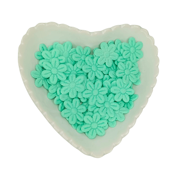 Flor de Tecido Prensada 6 pétalas 2cm x 2cm Pacote com 100 unidades | Verde Candy