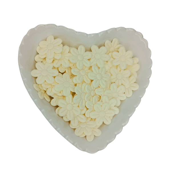 Flor de Tecido Prensada 6 pétalas 2cm x 2cm Pacote com 100 unidades | Off White